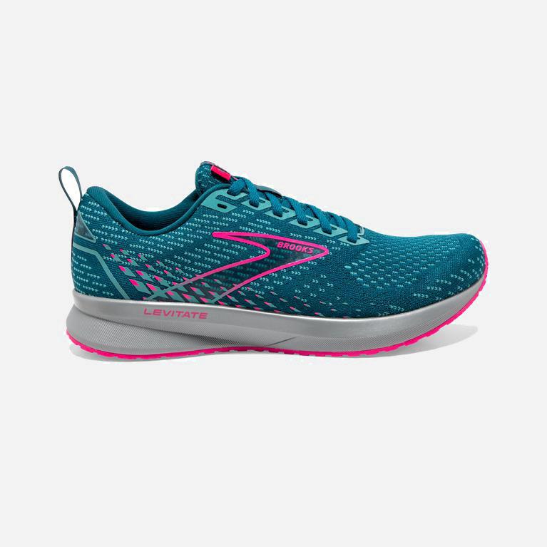 Brooks Women's Levitate 5 Road Running Shoes Singapore - Blue/Porcelain/Pink (40768-NGYQ)